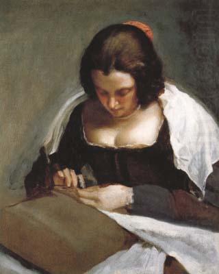 Portrait d'une Jeune Femme cousant (df02), Diego Velazquez